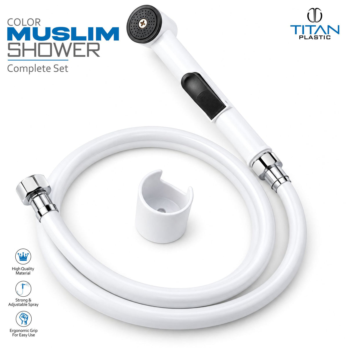 Color Muslim Shower Set - With Brass + SS Nut Flexible Pipe With 2Yrs Warranty