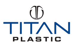 Titan Plastic logo with blue and black text on a white background